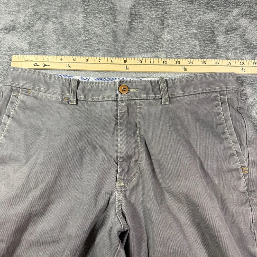 Tommy Bahama Mens‎ Grey Corduroy Chino Shorts Size 35 Flat Front Stretch Casual